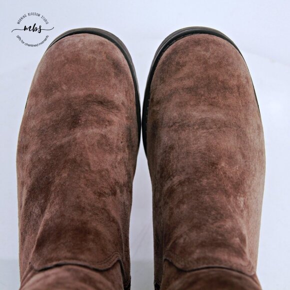 UGG Australia Maddison Mid Calf Side Zip Buckle Suede Boots Brown Women 7 - Picture 10 of 15